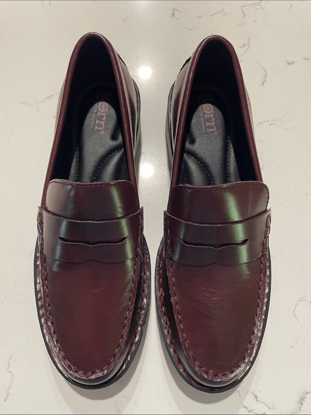 Born Women’s Burgundy Leather Penny Loafers
